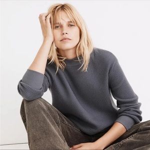 Madewell Mockneck Waffle Sweatshirt Tee